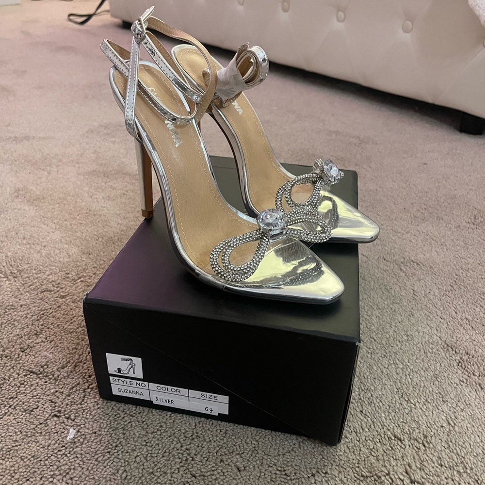 Fashion Nova Silver High Heel Sandals